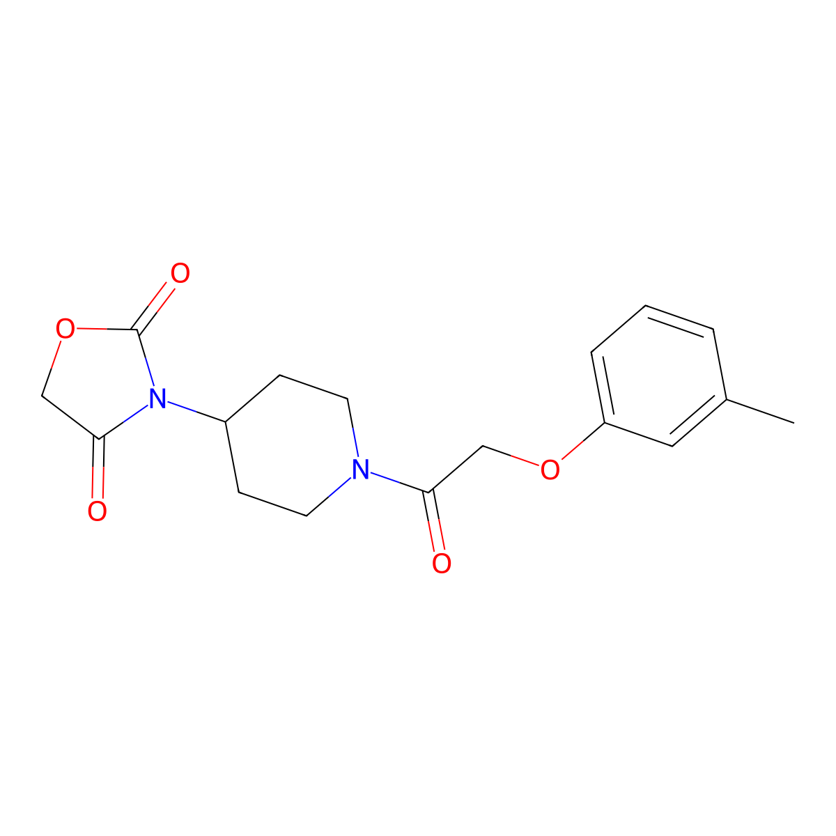 3-(1-(2-(m-Tolyloxy)acetyl)piperidin-4-yl)oxazolidine-2,4-dione molecular structure, CAS 2309804-27-9