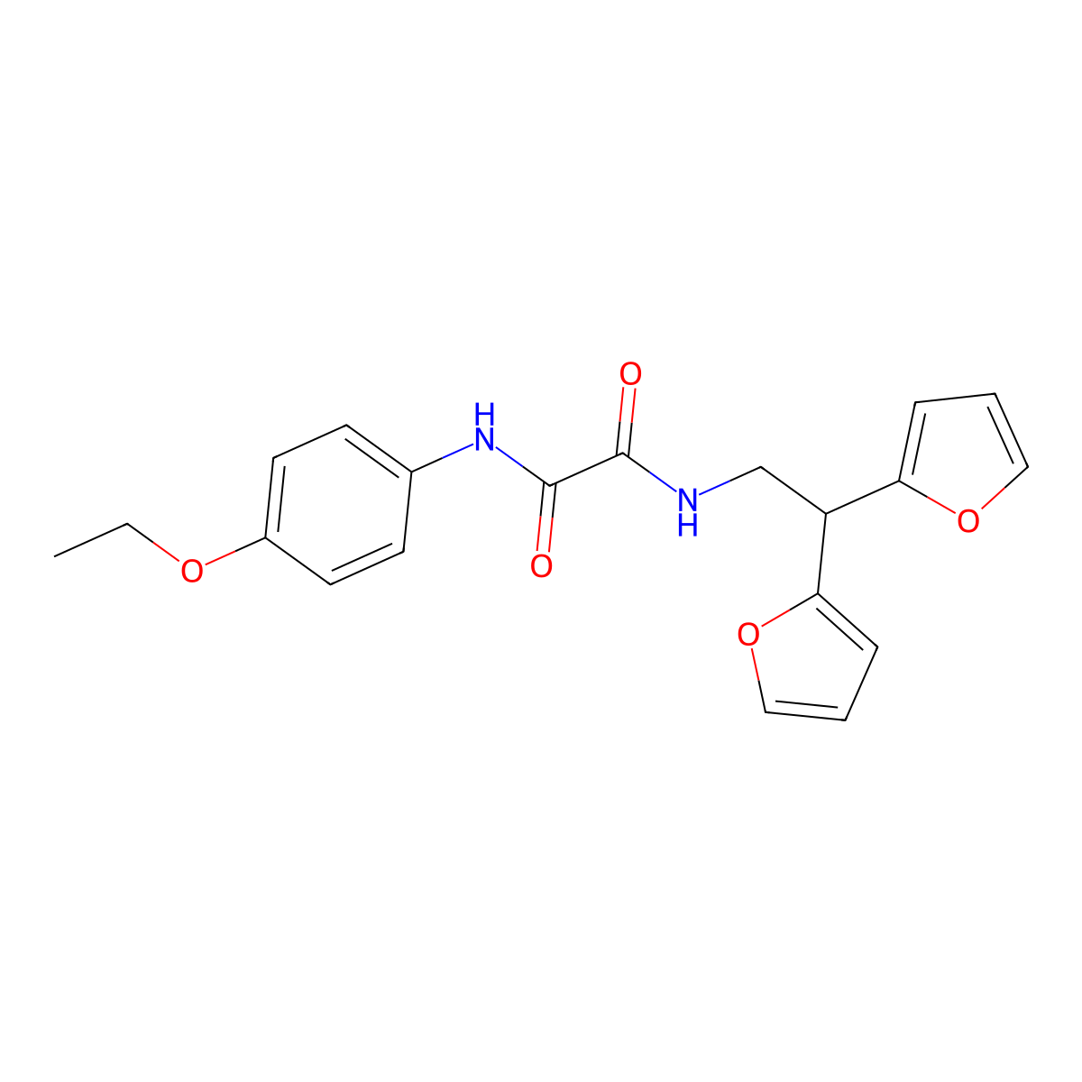 N-[2,2-bis(furan-2-yl)ethyl]-N'-(4-ethoxyphenyl)ethanediamide molecular structure, CAS 2309804-46-2