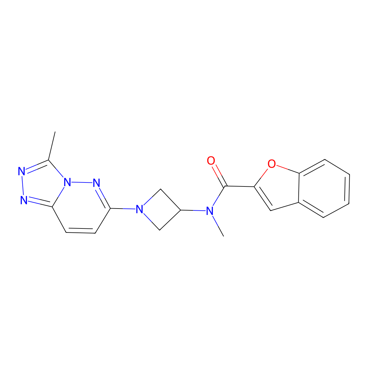 N-methyl-N-(1-{3-methyl-[1,2,4]triazolo[4,3-b]pyridazin-6-yl}azetidin-3-yl)-1-benzofuran-2-carboxamide molecular structure, CAS 2309804-47-3