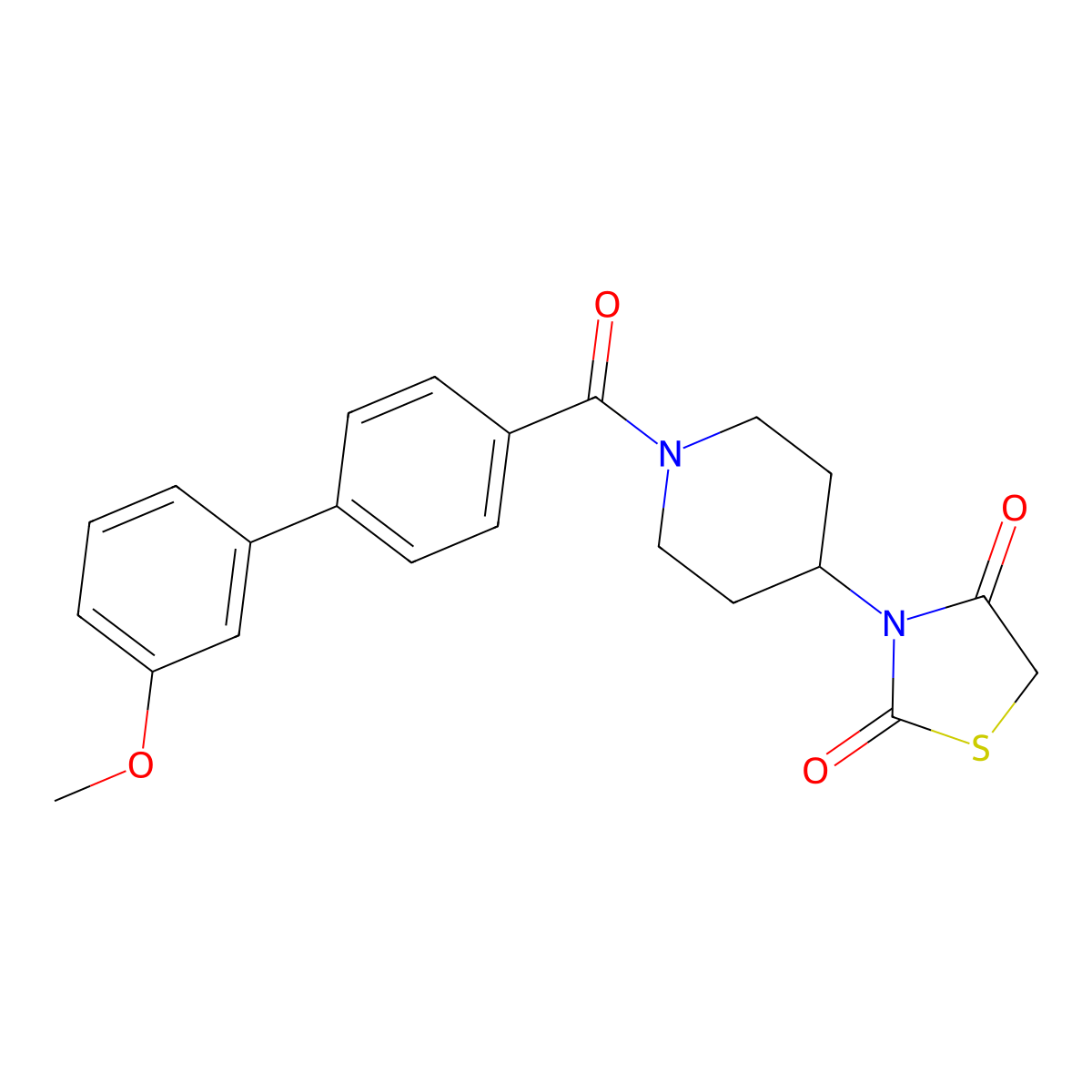 3-(1-(3'-Methoxy-[1,1'-biphenyl]-4-carbonyl)piperidin-4-yl)thiazolidine-2,4-dione molecular structure, CAS 2309804-63-3