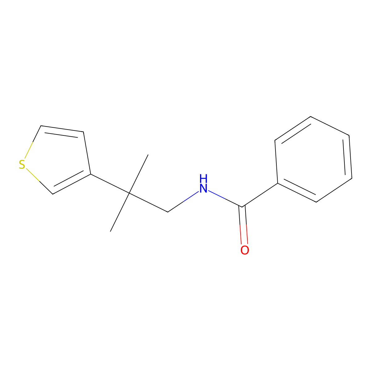N-(2-methyl-2-(thiophen-3-yl)propyl)benzamide molecular structure, CAS 2309804-76-8