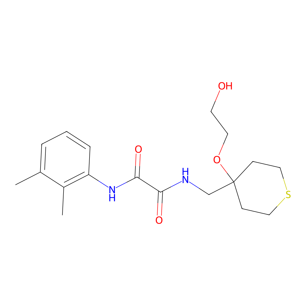 N1-(2,3-dimethylphenyl)-N2-((4-(2-hydroxyethoxy)tetrahydro-2H-thiopyran-4-yl)methyl)oxalamide molecular structure, CAS 2309804-94-0