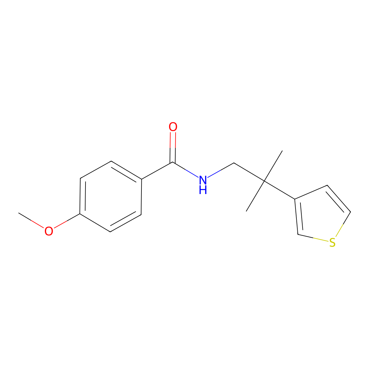 4-methoxy-N-(2-methyl-2-(thiophen-3-yl)propyl)benzamide molecular structure, CAS 2309804-98-4