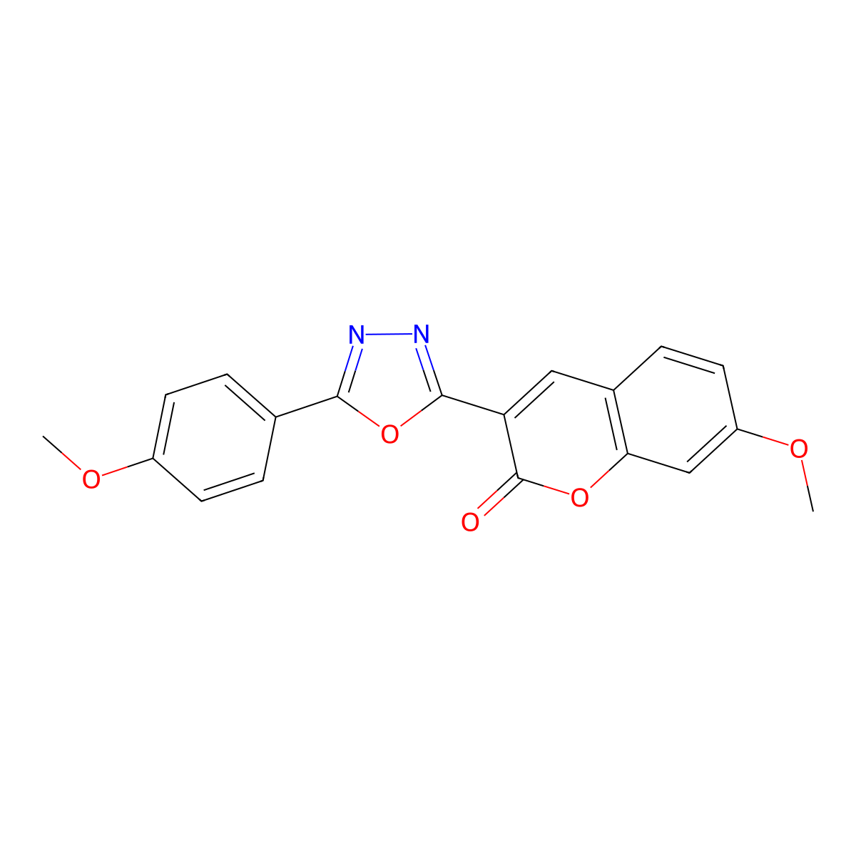 7-methoxy-3-[5-(4-methoxyphenyl)-1,3,4-oxadiazol-2-yl]-2H-chromen-2-one molecular structure, CAS 2309825-22-5
