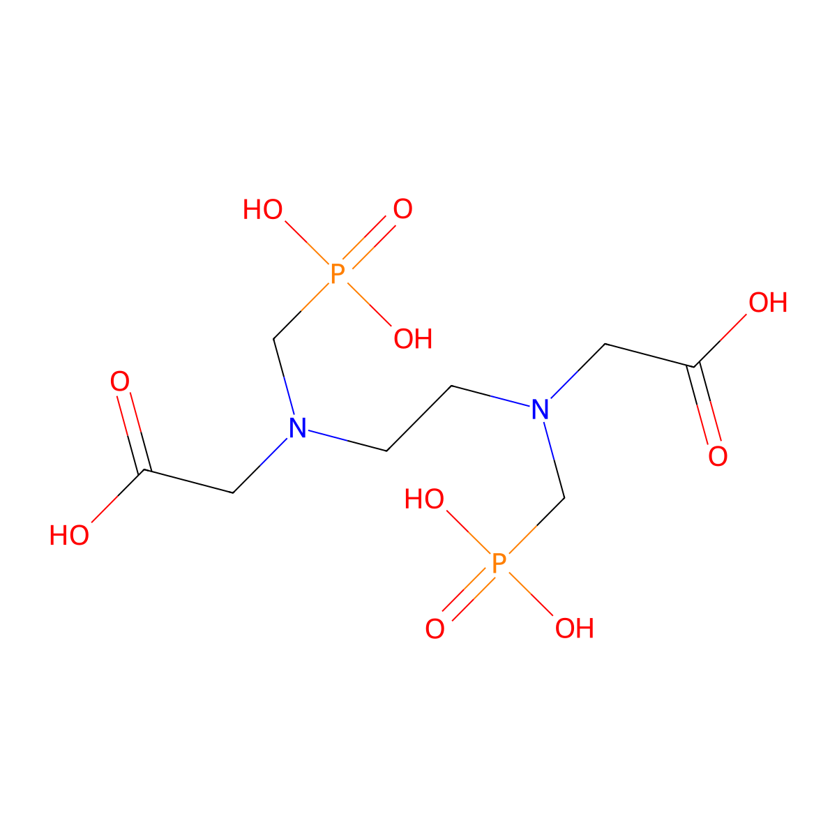 Glycine, N,N'-1,2-ethanediylbis[N-(phosphonomethyl)- molecular structure, CAS 2310-83-0