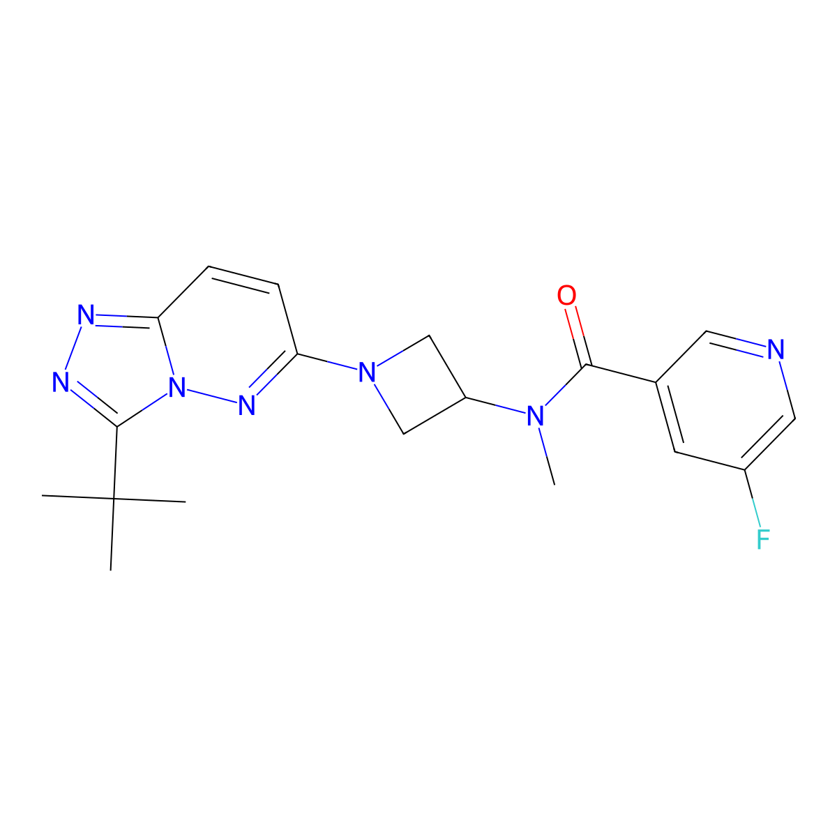 N-(1-(3-(tert-butyl)-[1,2,4]triazolo[4,3-b]pyridazin-6-yl)azetidin-3-yl)-5-fluoro-N-methylnicotinamide molecular structure, CAS 2310010-43-4