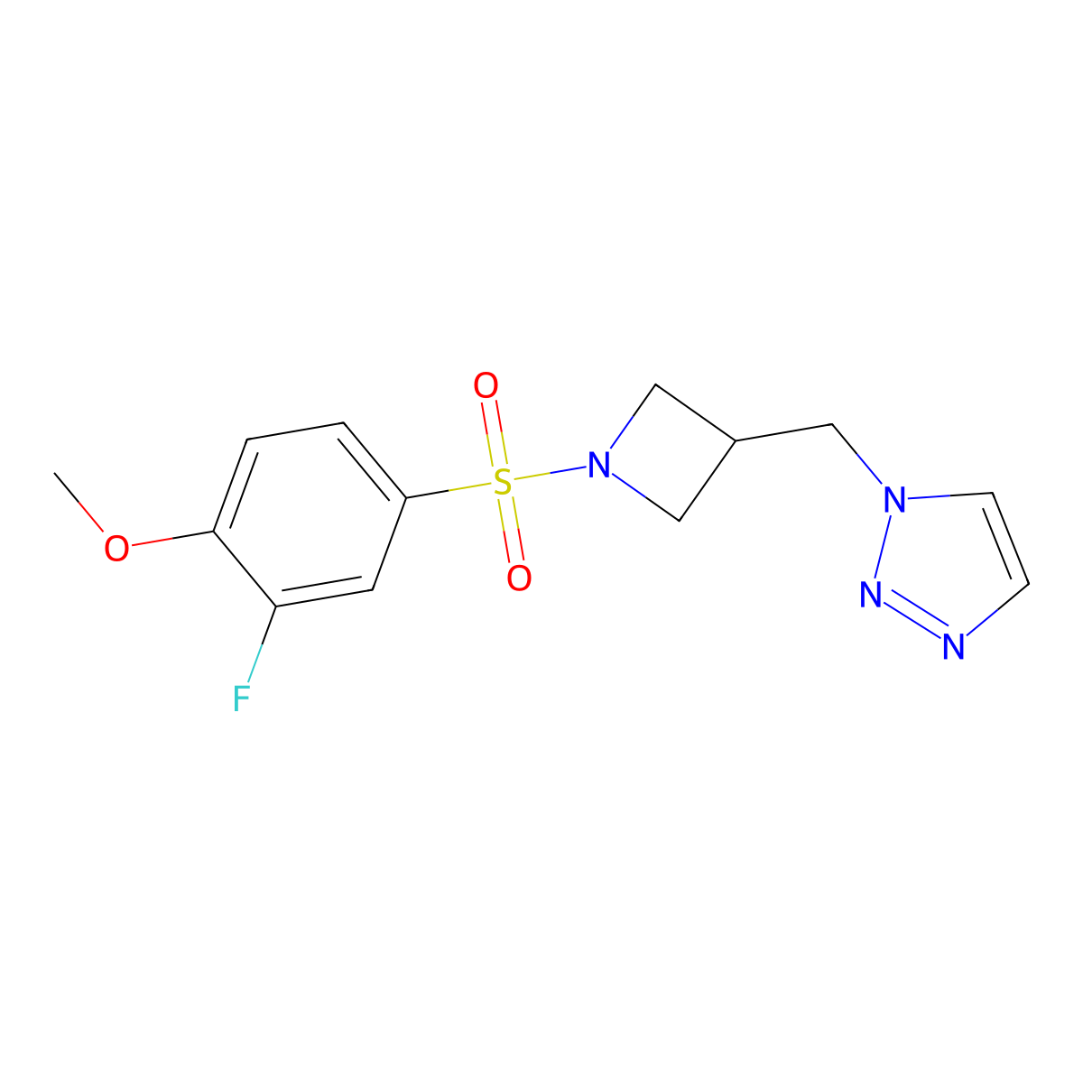 1-{[1-(3-fluoro-4-methoxybenzenesulfonyl)azetidin-3-yl]methyl}-1H-1,2,3-triazole molecular structure, CAS 2310010-59-2
