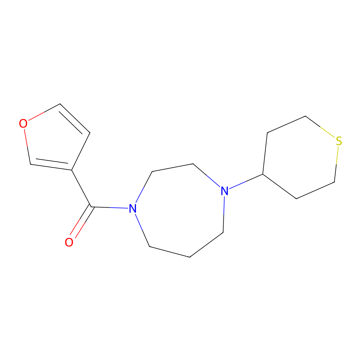 1-(Furan-3-carbonyl)-4-(thian-4-yl)-1,4-diazepane molecular structure, CAS 2310010-65-0