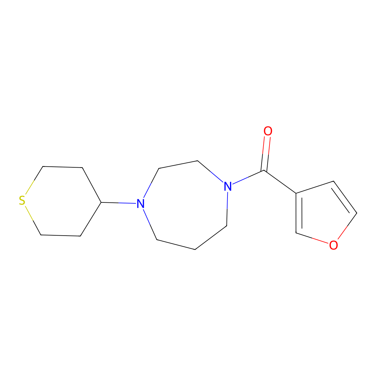 1-(Furan-3-carbonyl)-4-(thian-4-yl)-1,4-diazepane molecular structure, CAS 2310010-65-0