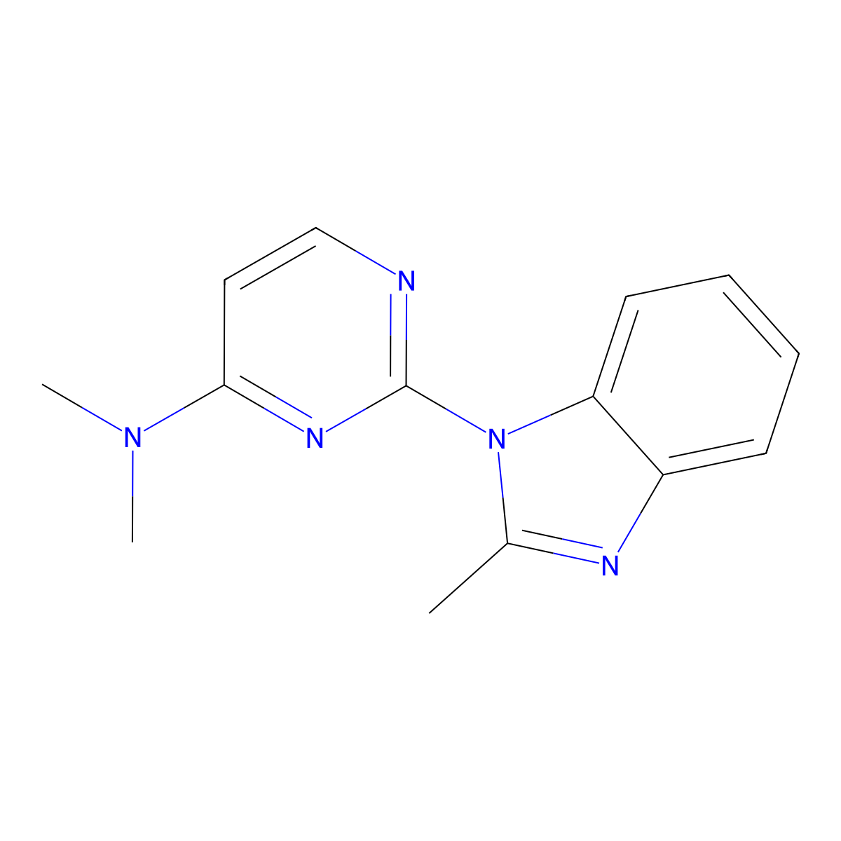 N,N-dimethyl-2-(2-methyl-1H-1,3-benzodiazol-1-yl)pyrimidin-4-amine molecular structure, CAS 2310010-79-6