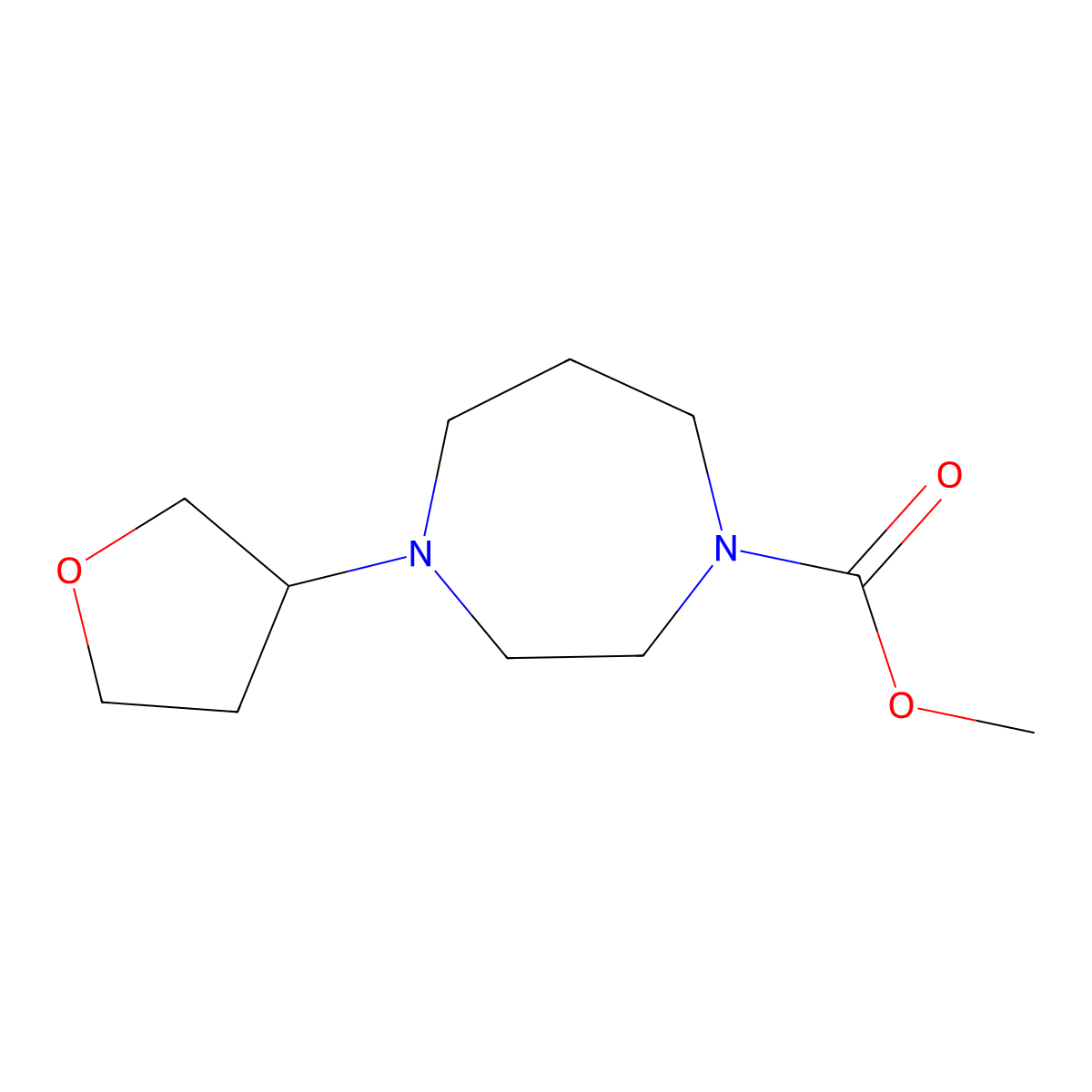 Methyl 4-(oxolan-3-yl)-1,4-diazepane-1-carboxylate molecular structure, CAS 2310011-18-6
