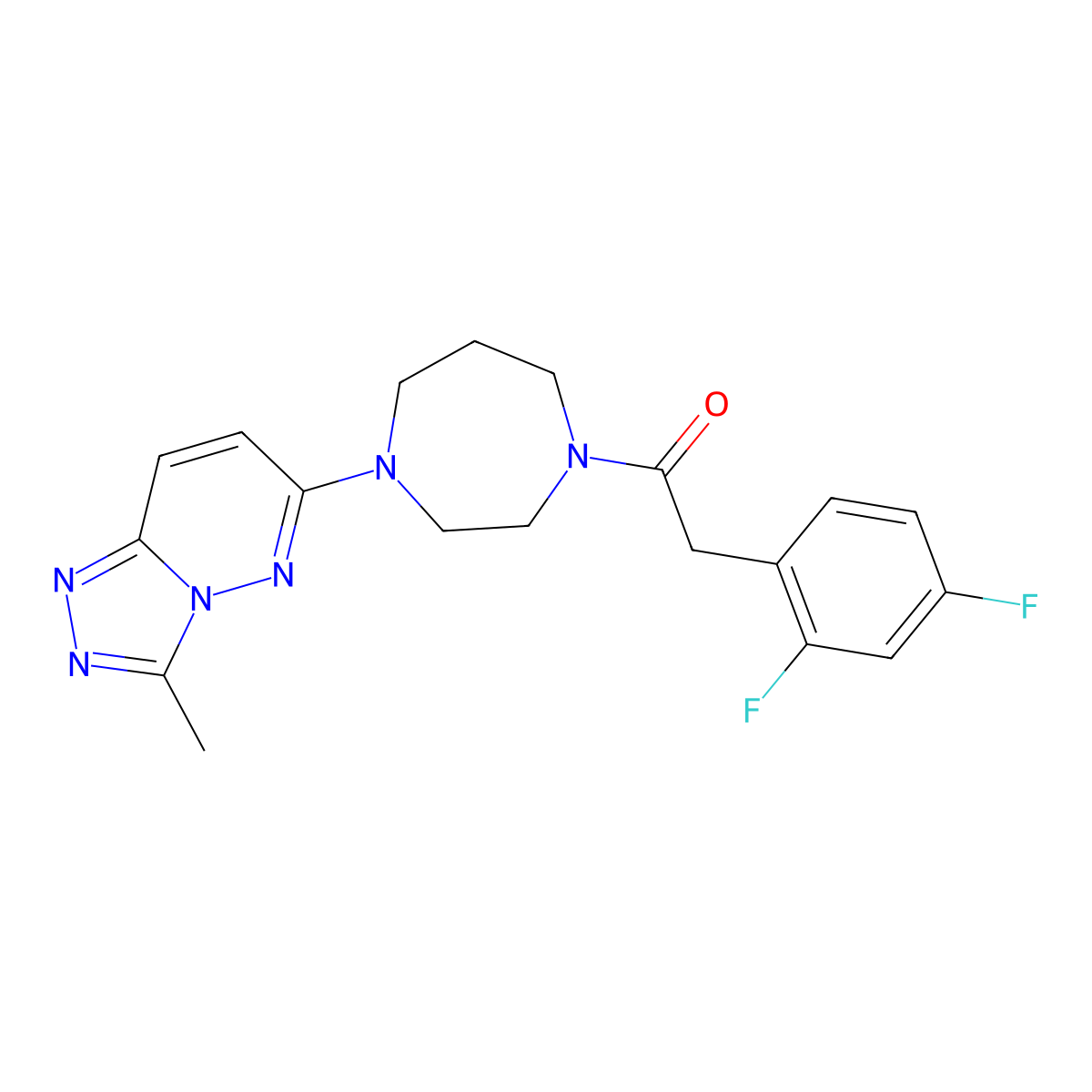 2-(2,4-Difluorophenyl)-1-(4-{3-methyl-[1,2,4]triazolo[4,3-b]pyridazin-6-yl}-1,4-diazepan-1-yl)ethan-1-one molecular structure, CAS 2310011-43-7