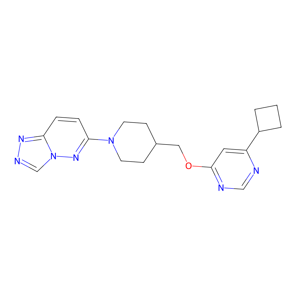 6-(4-(((6-Cyclobutylpyrimidin-4-yl)oxy)methyl)piperidin-1-yl)-[1,2,4]triazolo[4,3-b]pyridazine molecular structure, CAS 2310011-98-2