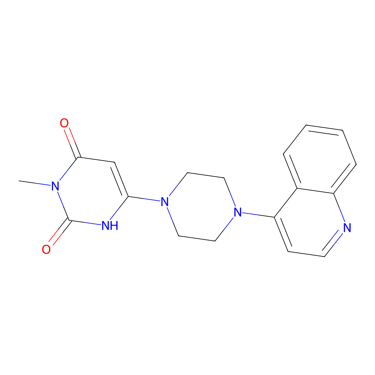3-methyl-6-(4-(quinolin-4-yl)piperazin-1-yl)pyrimidine-2,4(1H,3H)-dione molecular structure, CAS 2310012-10-1