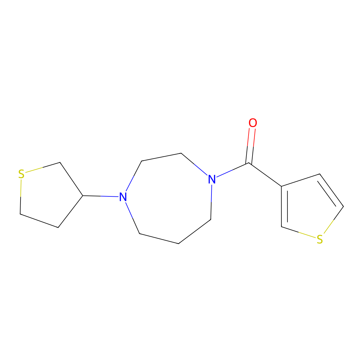 1-(Thiolan-3-yl)-4-(thiophene-3-carbonyl)-1,4-diazepane molecular structure, CAS 2310012-55-4