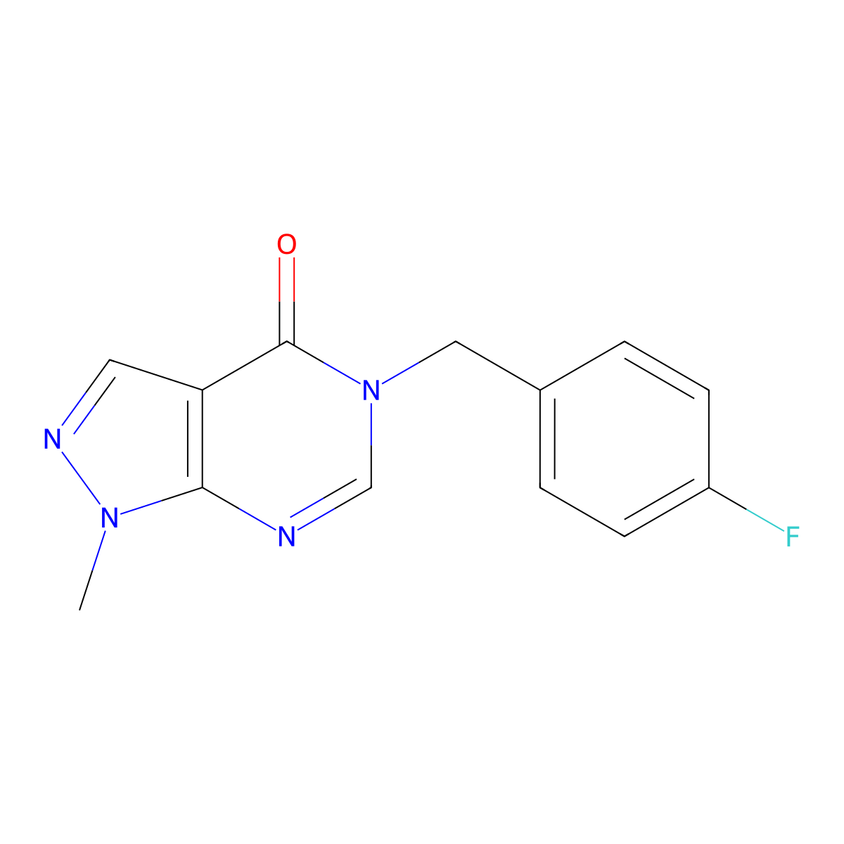 5-[(4-fluorophenyl)methyl]-1-methyl-1H,4H,5H-pyrazolo[3,4-d]pyrimidin-4-one molecular structure, CAS 2310012-68-9