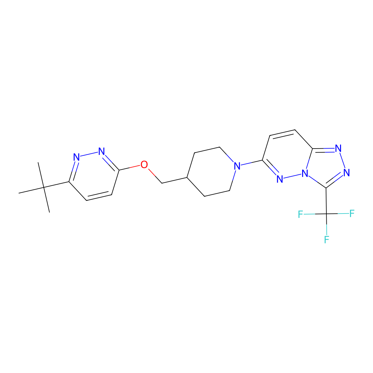 3-Tert-butyl-6-({1-[3-(trifluoromethyl)-[1,2,4]triazolo[4,3-b]pyridazin-6-yl]piperidin-4-yl}methoxy)pyridazine molecular structure, CAS 2310012-89-4