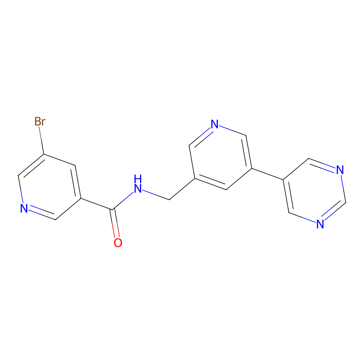 5-bromo-N-{[5-(pyrimidin-5-yl)pyridin-3-yl]methyl}pyridine-3-carboxamide molecular structure, CAS 2310013-38-6