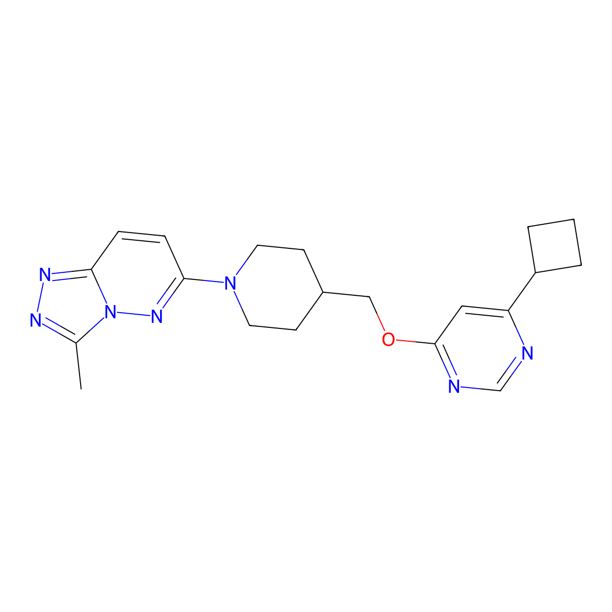 4-Cyclobutyl-6-[(1-{3-methyl-[1,2,4]triazolo[4,3-b]pyridazin-6-yl}piperidin-4-yl)methoxy]pyrimidine molecular structure, CAS 2310013-45-5