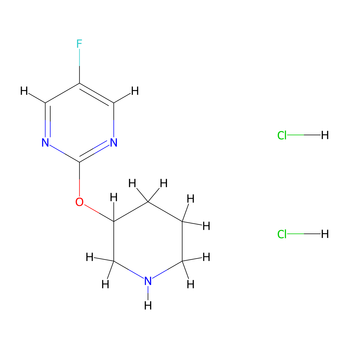 5-Fluoro-2-(piperidin-3-yloxy)pyrimidine dihydrochloride molecular structure, CAS 2310013-57-9
