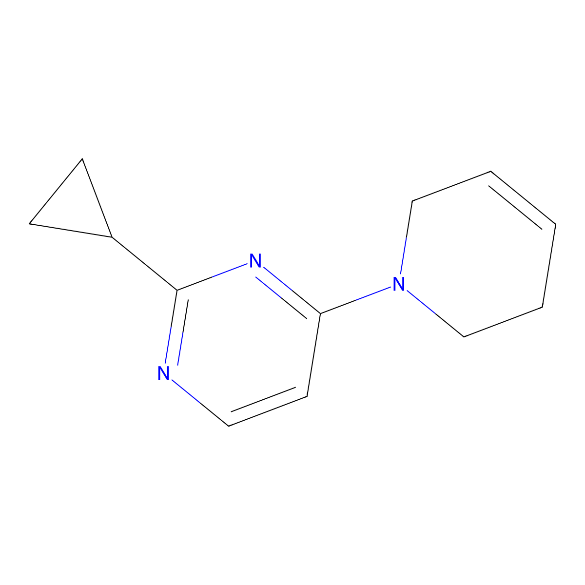 2-Cyclopropyl-4-(1,2,3,6-tetrahydropyridin-1-yl)pyrimidine molecular structure, CAS 2310013-76-2