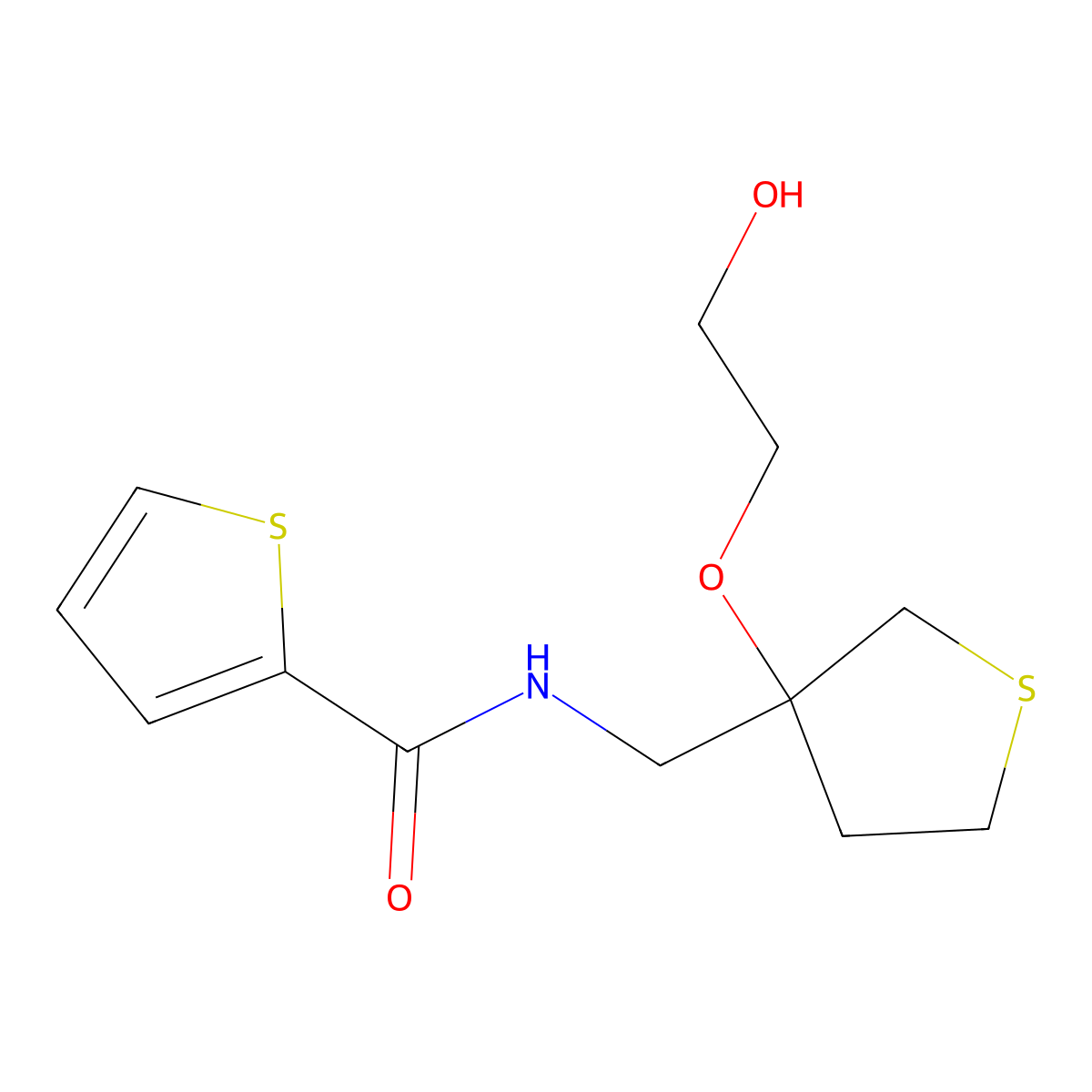 N-{[3-(2-hydroxyethoxy)thiolan-3-yl]methyl}thiophene-2-carboxamide molecular structure, CAS 2310014-03-8