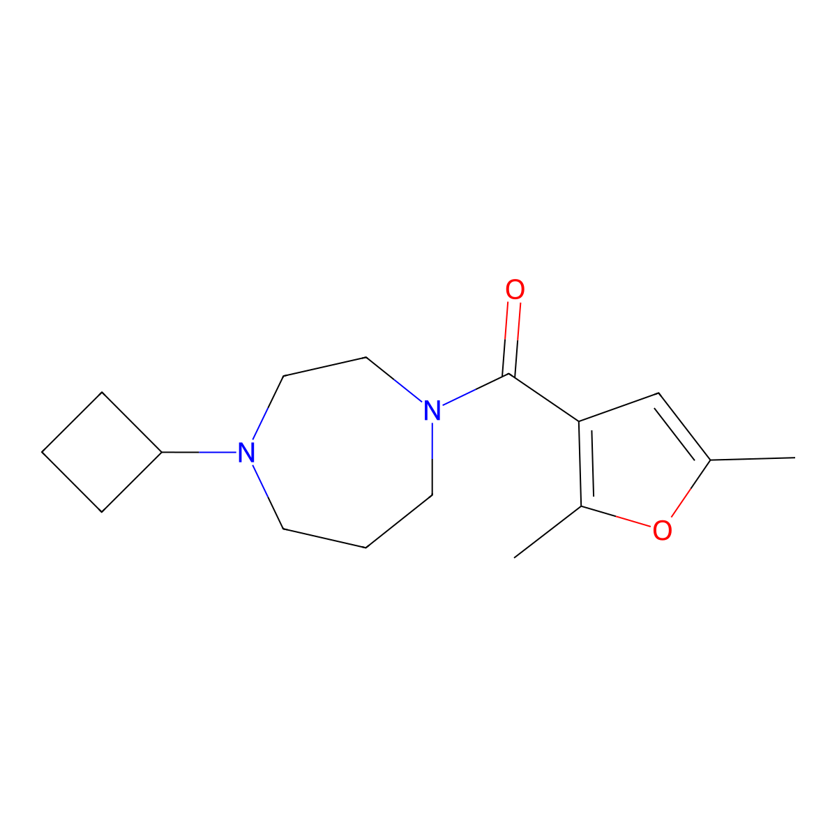 1-Cyclobutyl-4-(2,5-dimethylfuran-3-carbonyl)-1,4-diazepane molecular structure, CAS 2310014-08-3