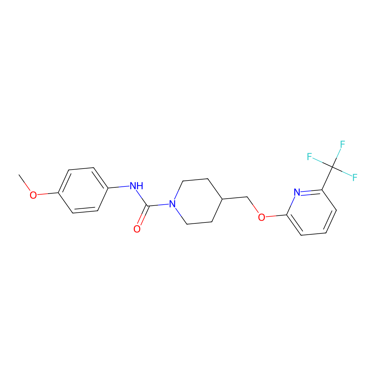 N-(4-methoxyphenyl)-4-({[6-(trifluoromethyl)pyridin-2-yl]oxy}methyl)piperidine-1-carboxamide molecular structure, CAS 2310014-11-8