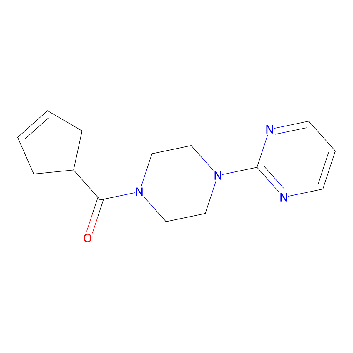 2-[4-(Cyclopent-3-ene-1-carbonyl)piperazin-1-yl]pyrimidine molecular structure, CAS 2310014-38-9