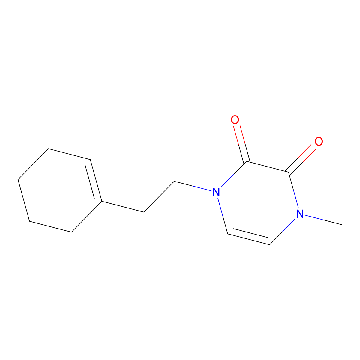 1-[2-(Cyclohexen-1-yl)ethyl]-4-methylpyrazine-2,3-dione molecular structure, CAS 2310014-45-8