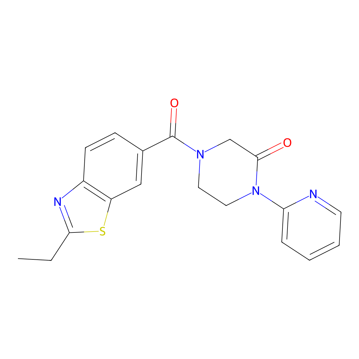 4-(2-Ethyl-1,3-benzothiazole-6-carbonyl)-1-(pyridin-2-yl)piperazin-2-one molecular structure, CAS 2310014-48-1