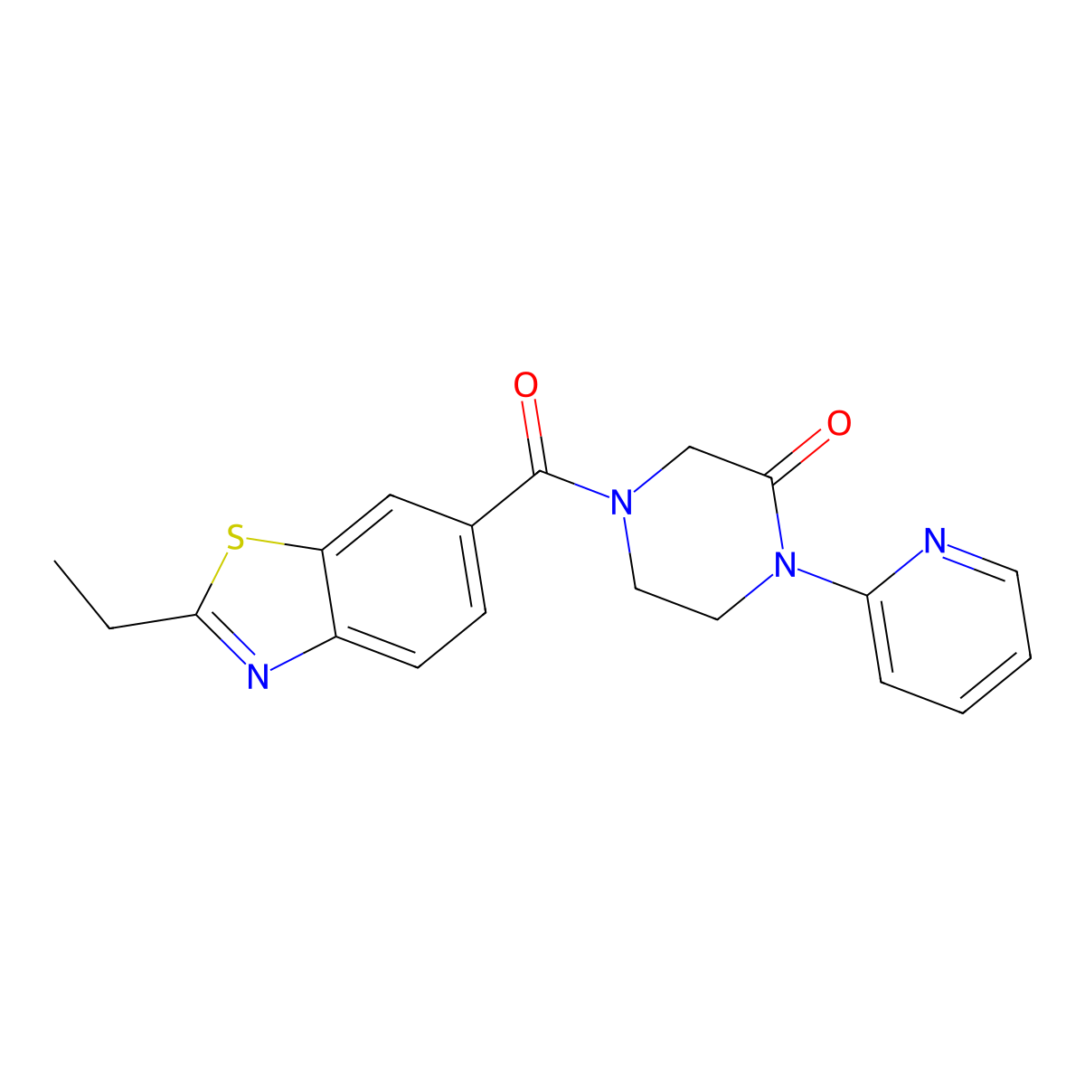 4-(2-Ethyl-1,3-benzothiazole-6-carbonyl)-1-(pyridin-2-yl)piperazin-2-one molecular structure, CAS 2310014-48-1