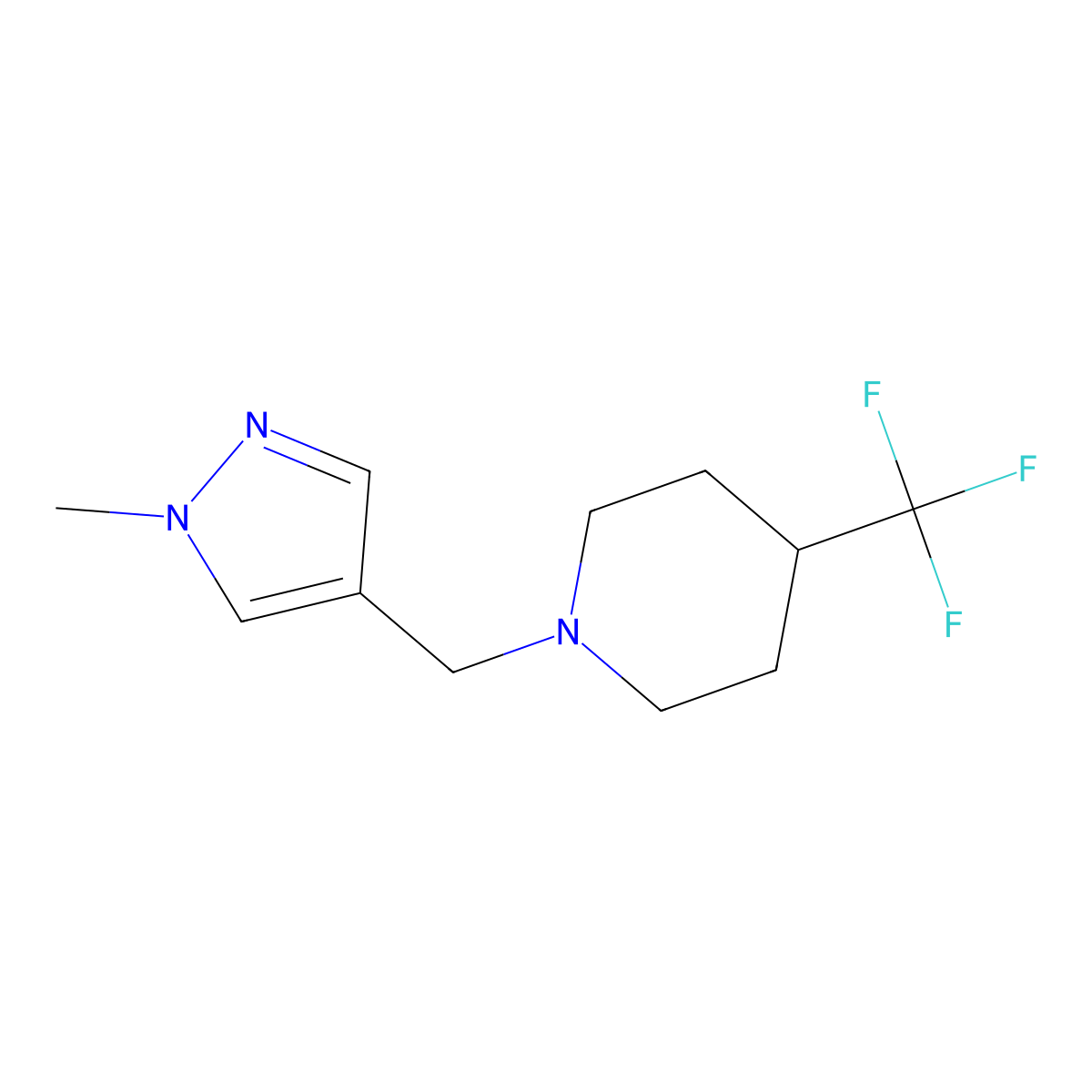 1-((1-methyl-1H-pyrazol-4-yl)methyl)-4-(trifluoromethyl)piperidine molecular structure, CAS 2310014-54-9
