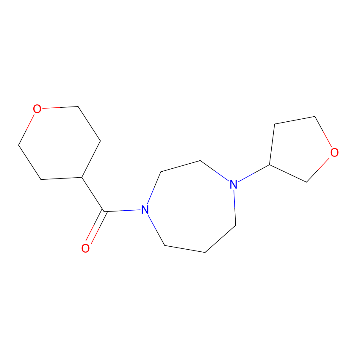 1-(Oxane-4-carbonyl)-4-(oxolan-3-yl)-1,4-diazepane molecular structure, CAS 2310014-87-8