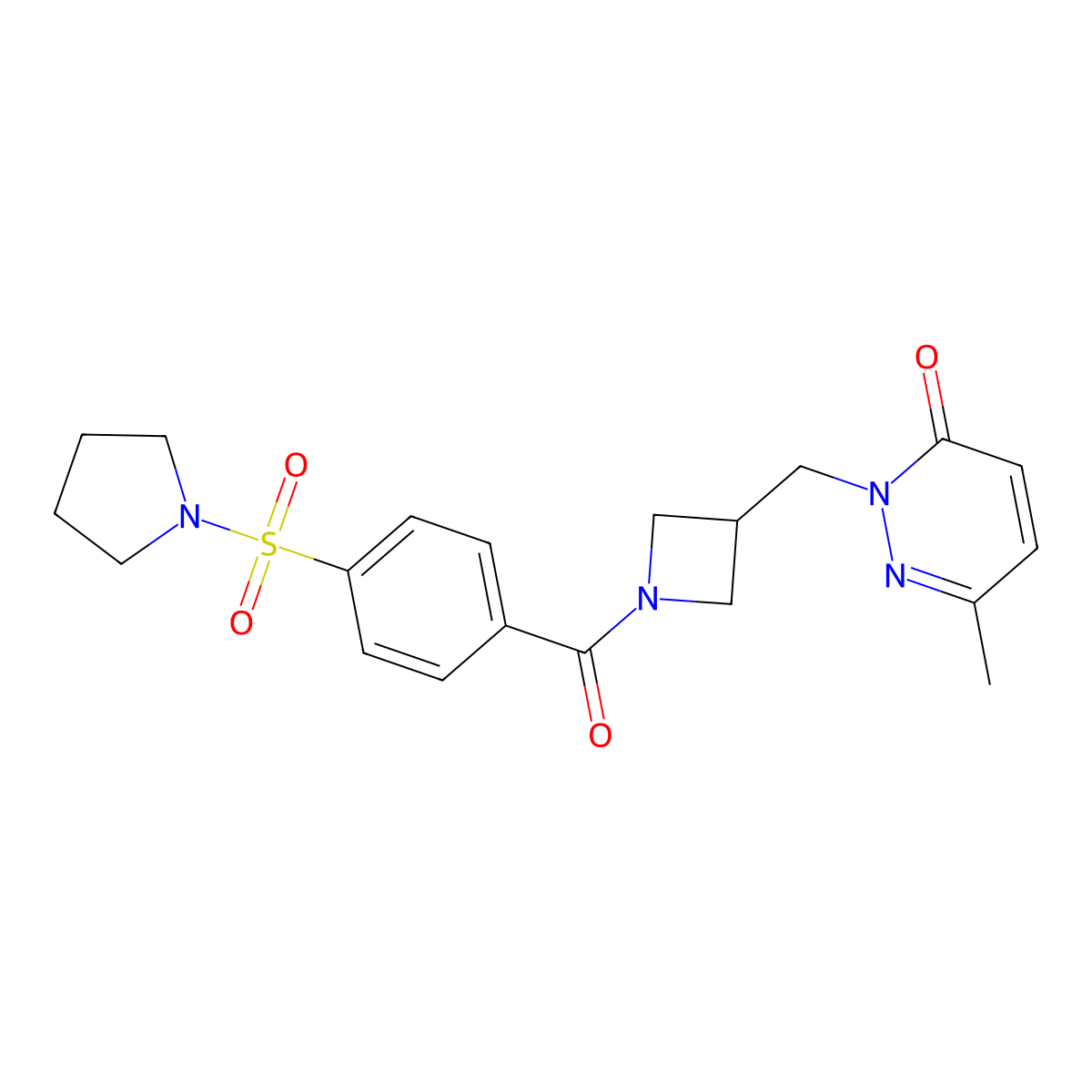 6-Methyl-2-({1-[4-(pyrrolidine-1-sulfonyl)benzoyl]azetidin-3-yl}methyl)-2,3-dihydropyridazin-3-one molecular structure, CAS 2310014-90-3
