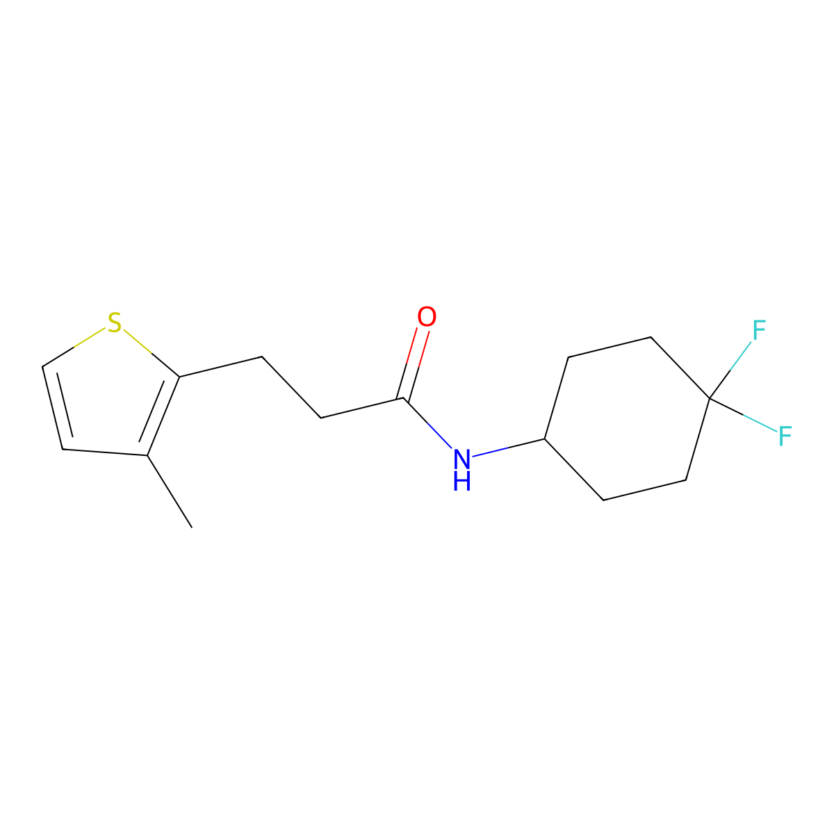 N-(4,4-difluorocyclohexyl)-3-(3-methylthiophen-2-yl)propanamide molecular structure, CAS 2310015-25-7