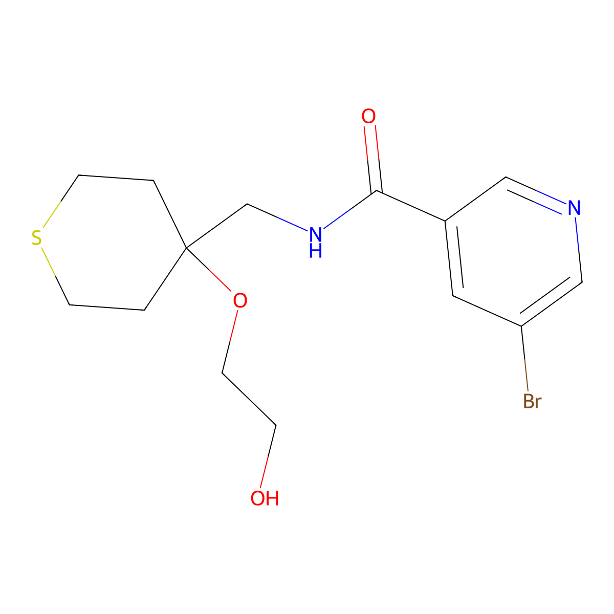 5-bromo-N-{[4-(2-hydroxyethoxy)thian-4-yl]methyl}pyridine-3-carboxamide molecular structure, CAS 2310015-73-5