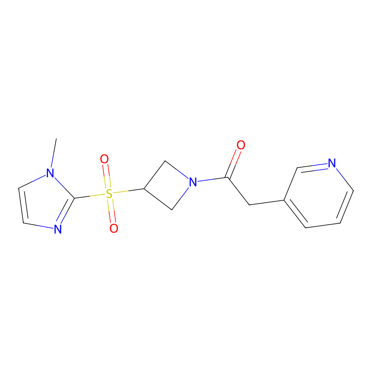 1-(3-((1-methyl-1H-imidazol-2-yl)sulfonyl)azetidin-1-yl)-2-(pyridin-3-yl)ethanone molecular structure, CAS 2310015-77-9