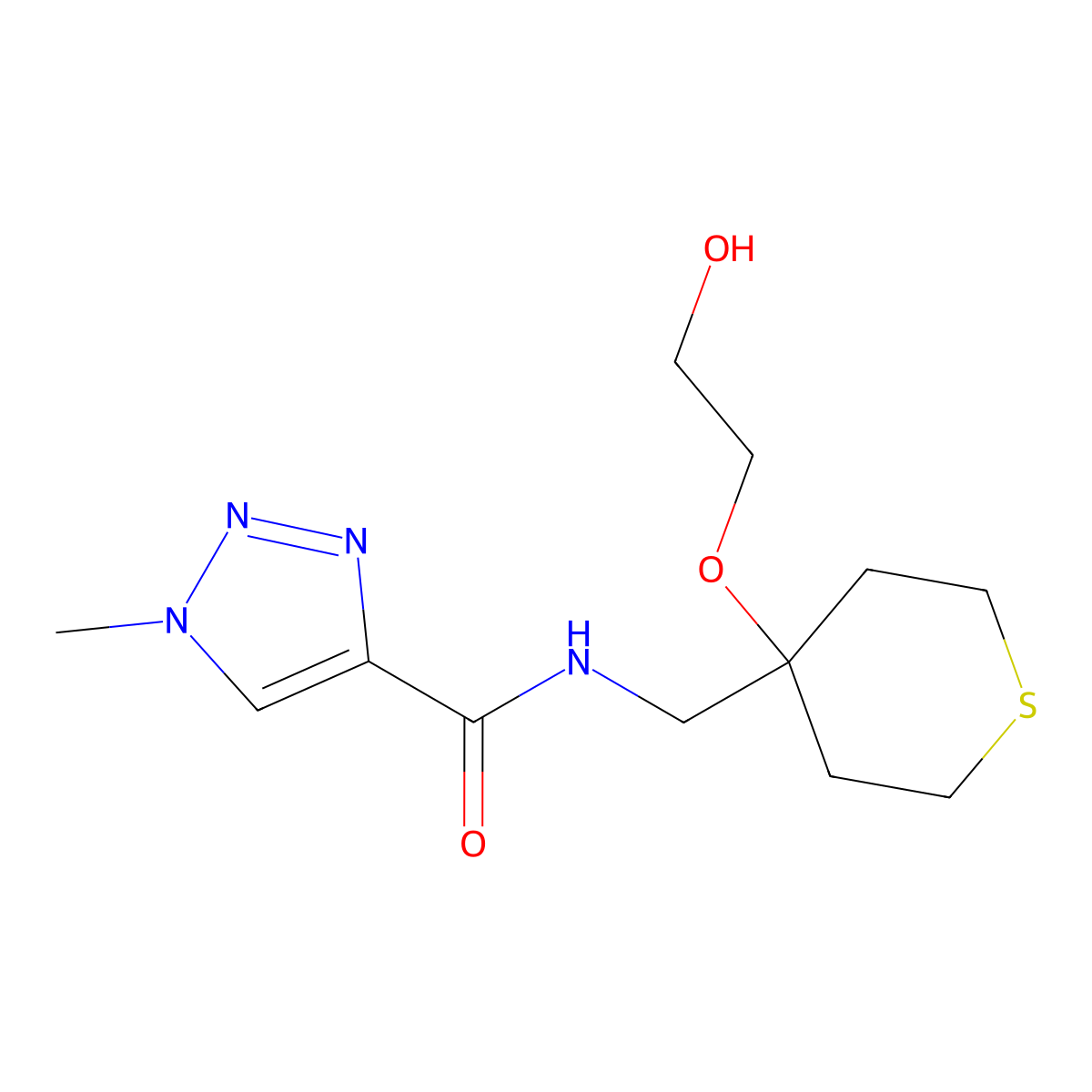 N-{[4-(2-hydroxyethoxy)thian-4-yl]methyl}-1-methyl-1H-1,2,3-triazole-4-carboxamide molecular structure, CAS 2310015-80-4