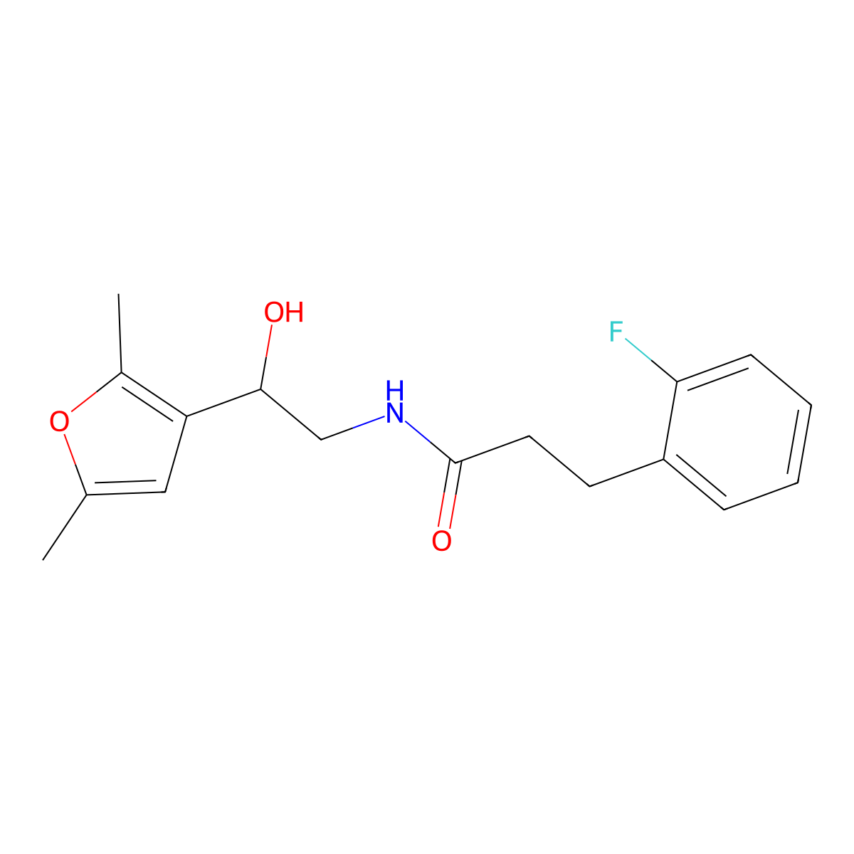 N-[2-(2,5-dimethylfuran-3-yl)-2-hydroxyethyl]-3-(2-fluorophenyl)propanamide molecular structure, CAS 2310015-89-3
