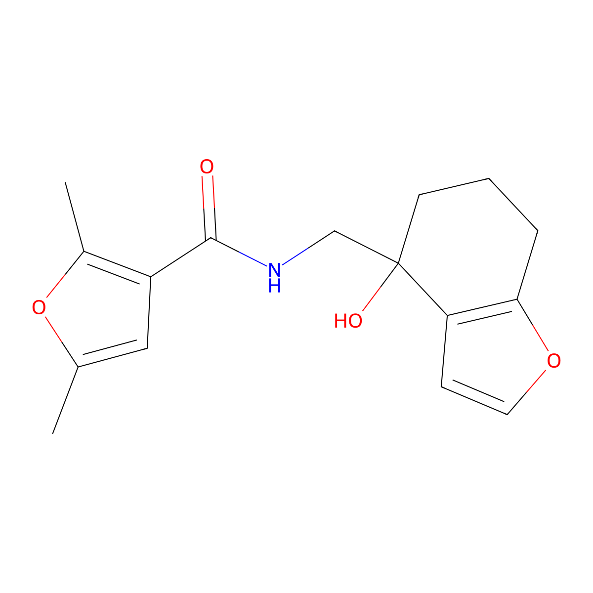 N-[(4-hydroxy-4,5,6,7-tetrahydro-1-benzofuran-4-yl)methyl]-2,5-dimethylfuran-3-carboxamide molecular structure, CAS 2310015-90-6