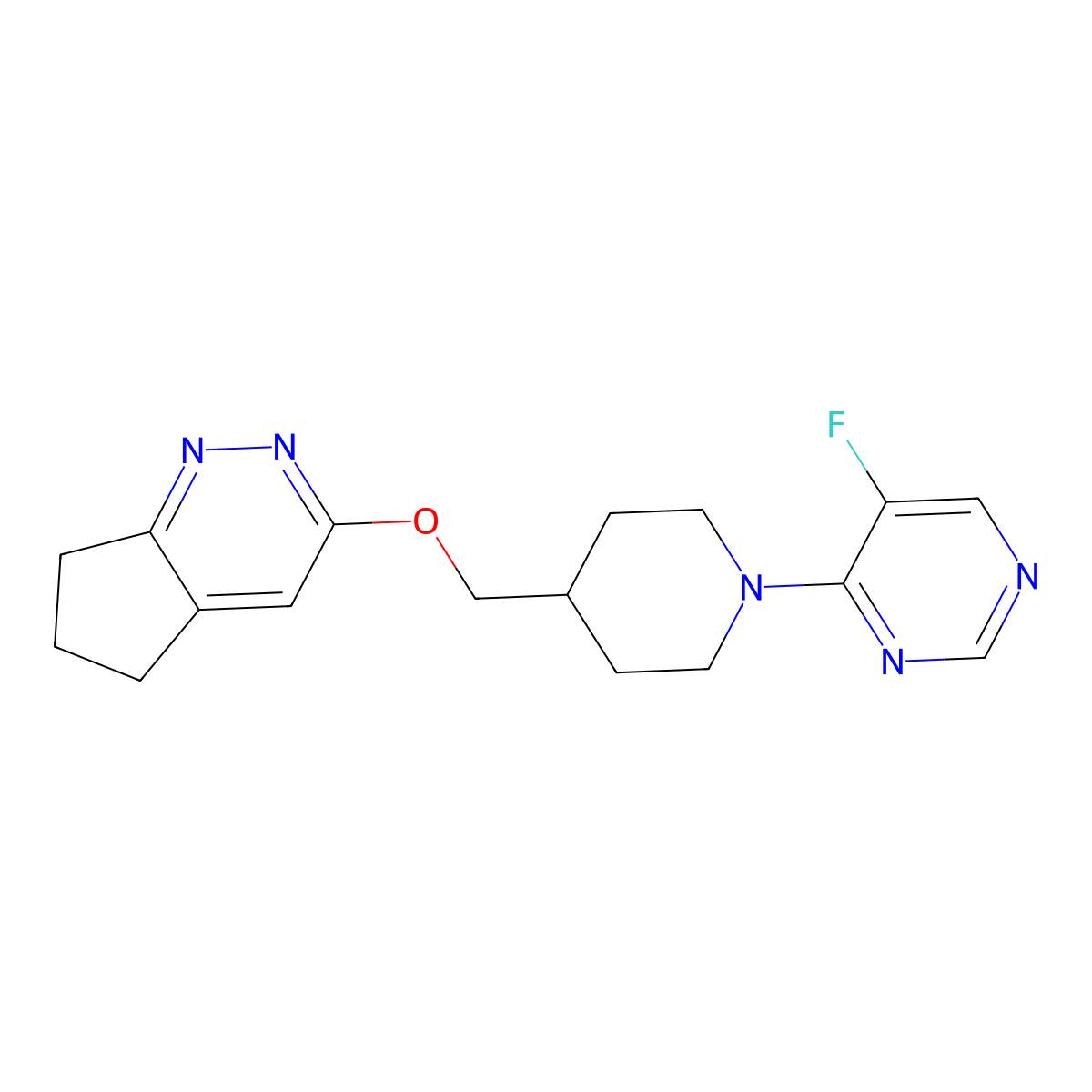 4-[4-({5H,6H,7H-cyclopenta[c]pyridazin-3-yloxy}methyl)piperidin-1-yl]-5-fluoropyrimidine molecular structure, CAS 2310016-05-6