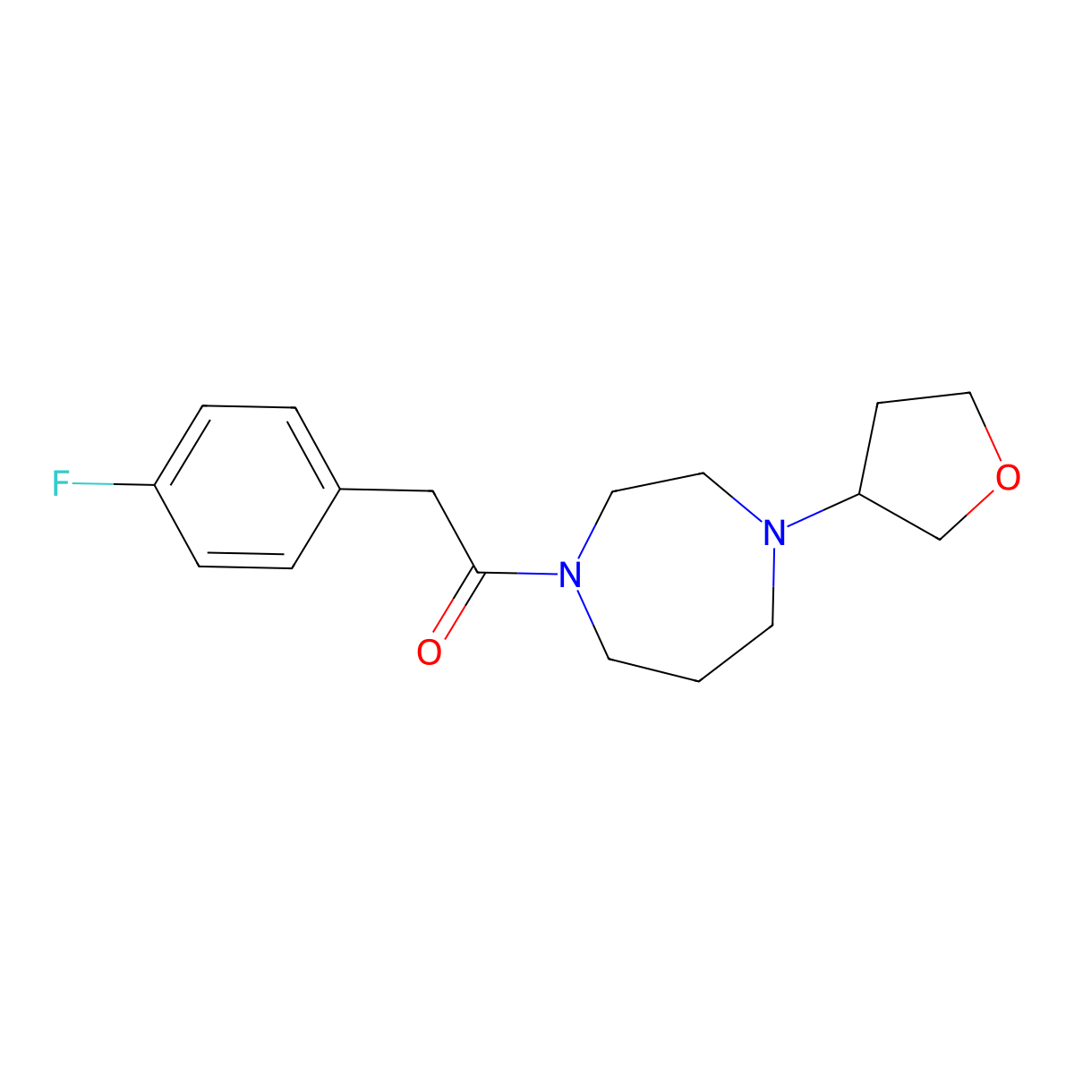 2-(4-Fluorophenyl)-1-[4-(oxolan-3-yl)-1,4-diazepan-1-yl]ethan-1-one molecular structure, CAS 2310016-35-2