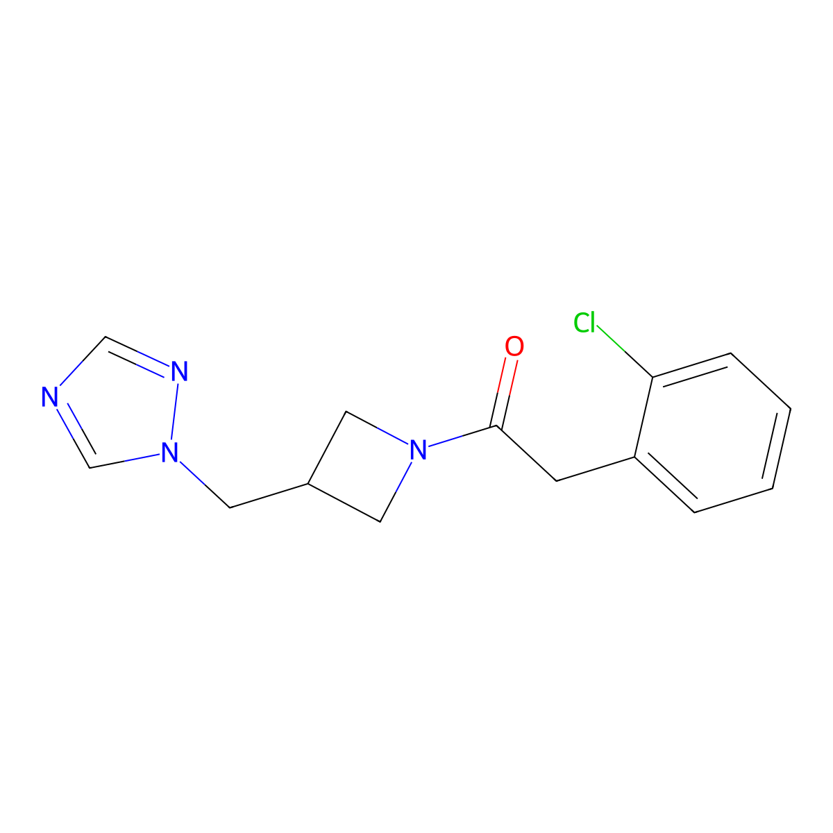 2-(2-chlorophenyl)-1-{3-[(1H-1,2,4-triazol-1-yl)methyl]azetidin-1-yl}ethan-1-one molecular structure, CAS 2310016-41-0
