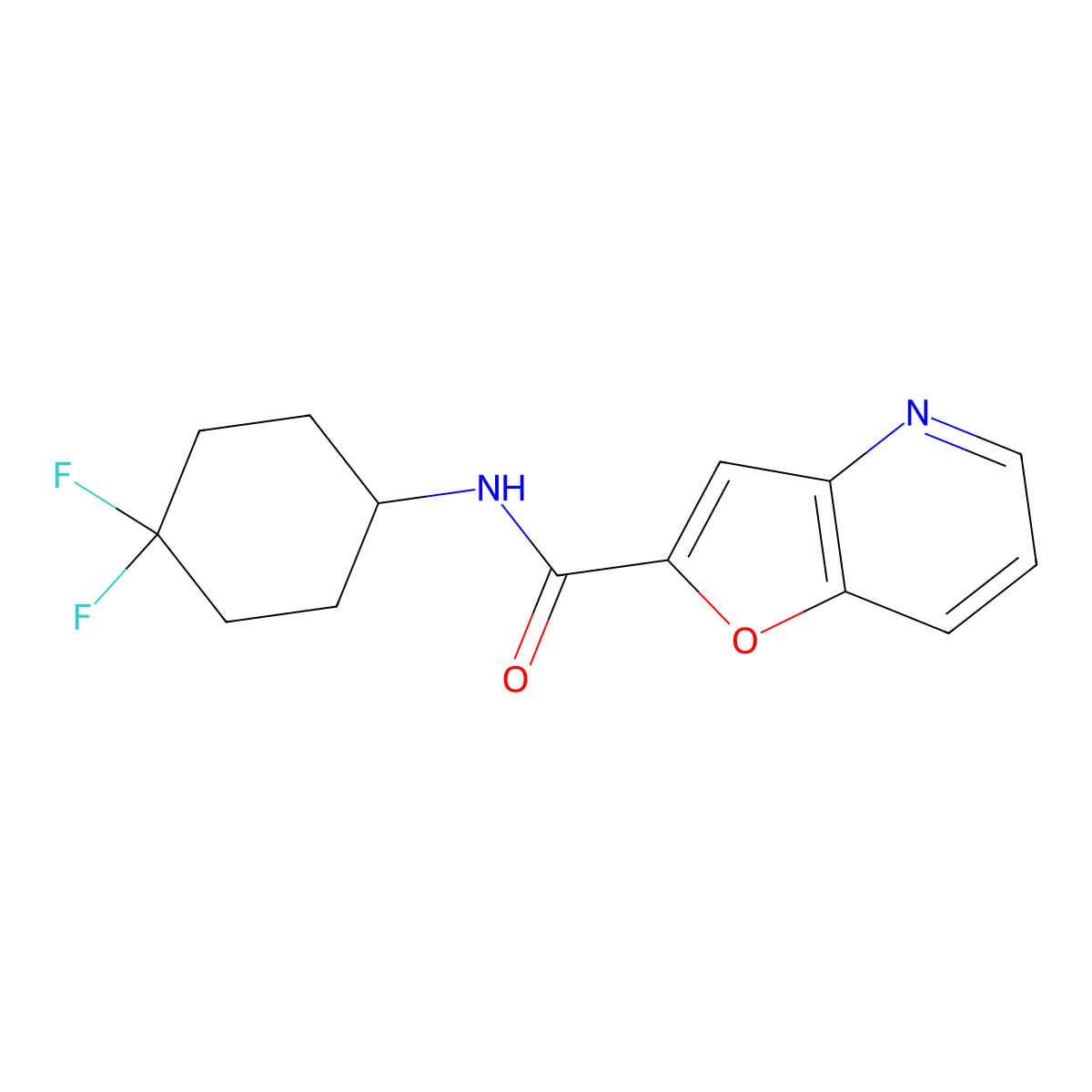 N-(4,4-difluorocyclohexyl)furo[3,2-b]pyridine-2-carboxamide molecular structure, CAS 2310016-55-6
