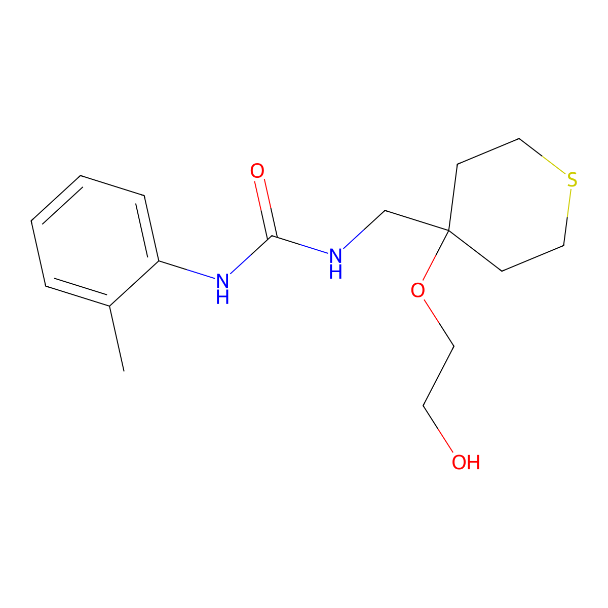 1-{[4-(2-Hydroxyethoxy)thian-4-yl]methyl}-3-(2-methylphenyl)urea molecular structure, CAS 2310016-68-1