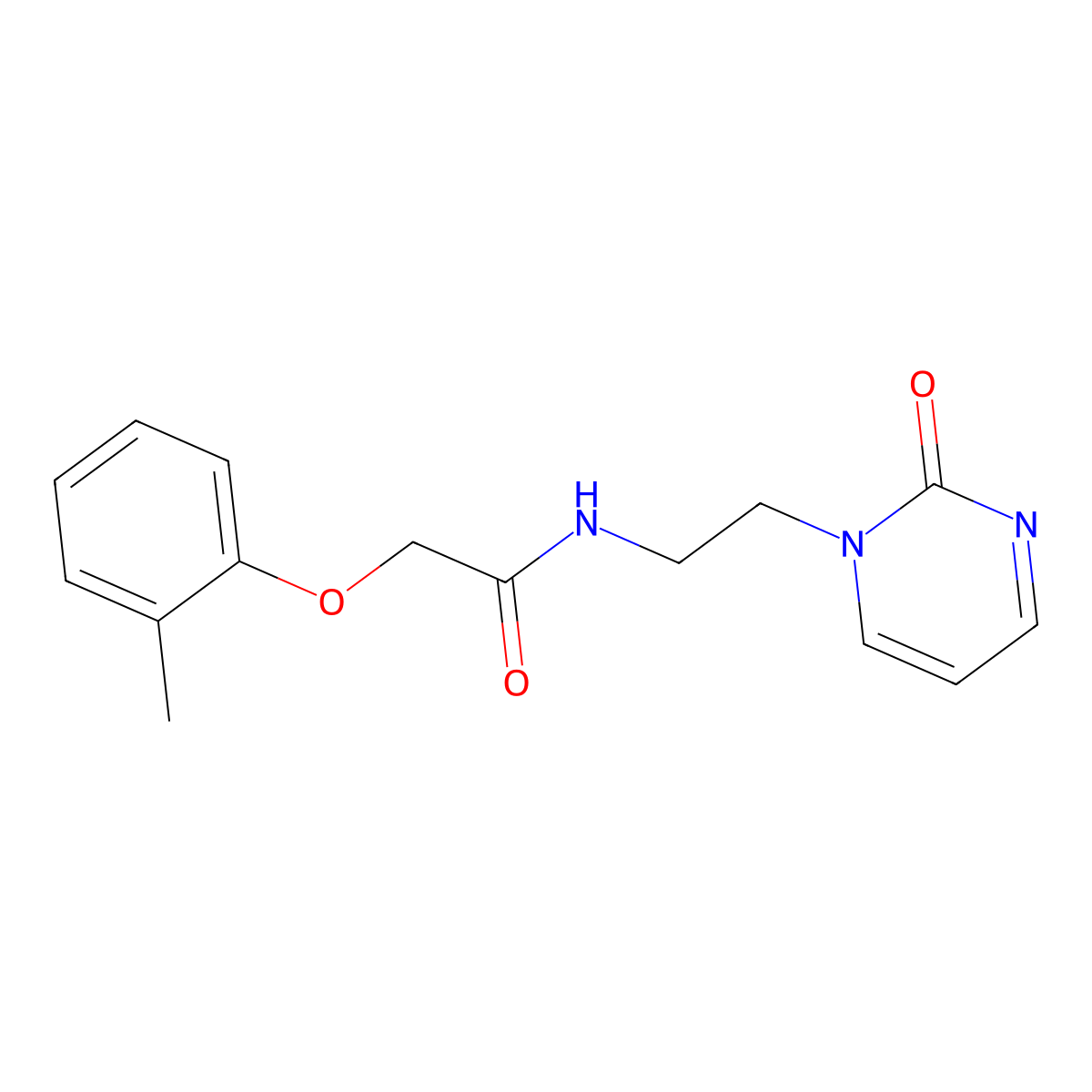 N-(2-(2-oxopyrimidin-1(2H)-yl)ethyl)-2-(o-tolyloxy)acetamide molecular structure, CAS 2310016-77-2