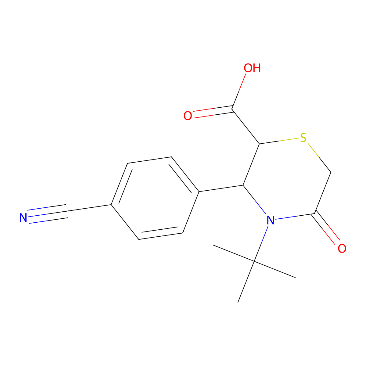 (2S,3R)-4-(tert-butyl)-3-(4-cyanophenyl)-5-oxothiomorpholine-2-carboxylic acid molecular structure, CAS 2310016-80-7