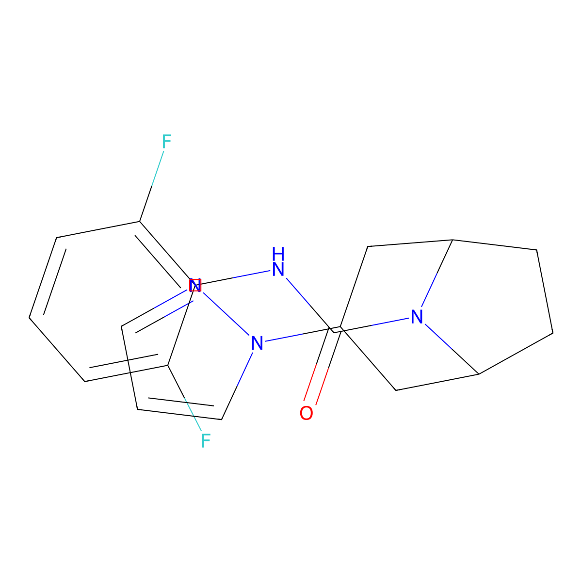 N-(2,6-difluorophenyl)-3-(1H-pyrazol-1-yl)-8-azabicyclo[3.2.1]octane-8-carboxamide molecular structure, CAS 2310017-15-1