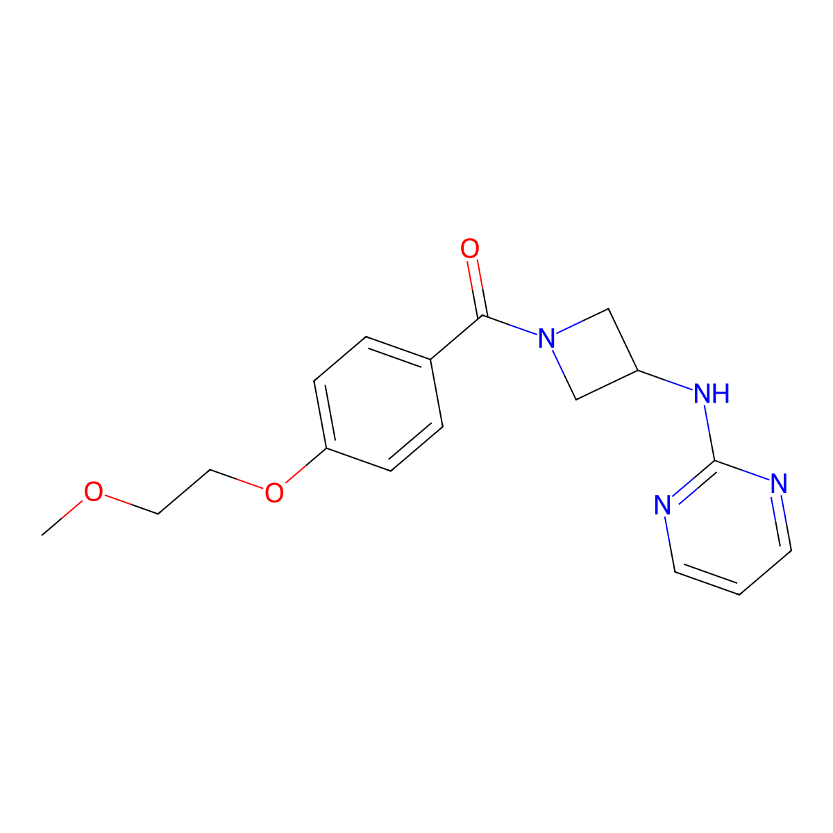 N-{1-[4-(2-methoxyethoxy)benzoyl]azetidin-3-yl}pyrimidin-2-amine molecular structure, CAS 2310017-26-4